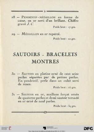 Sautoirs - Bracelets Montres (Nr.30-46)