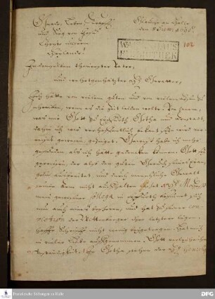 Brief von August Hermann Francke an Philipp Jakob Spener.