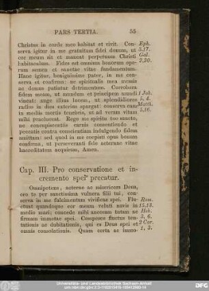 Cap. III. Pro conservatione et incremento spei precatur.