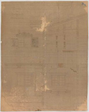 Thiersch, August ; München; Landwirtschaftsausstellung, Oberbayerisches Wohnhaus - Giebel (Ansicht m. Schnitt)