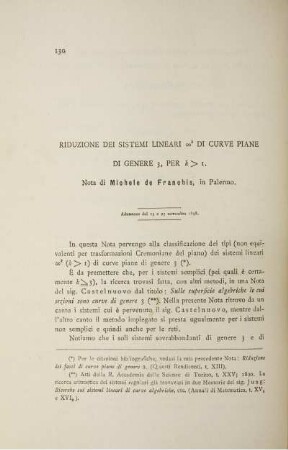 Riduzione dei sistemi lineari ... di curve piane di genere 3, per ...