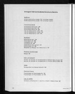 Im August 1988 veröffentlichte Statistische Berichte