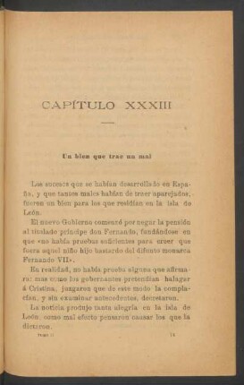 Capítulo XXXIII - Un bien que trae un mal.