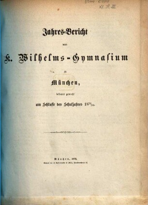 Jahresbericht. 1871/72