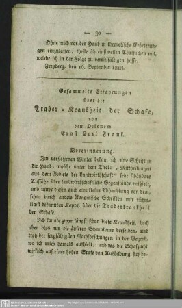 Gesammelte Erfahrungen über die Traber-Krankheit der Schafe