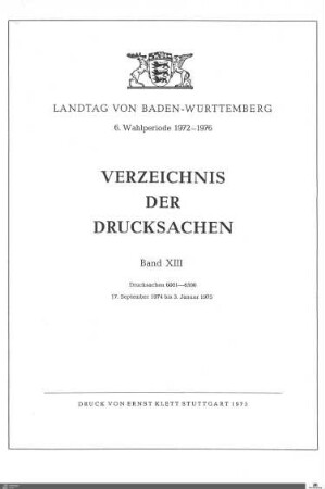 69: Landtag Baden-Württemberg, Beilagen, 1974, Bd. 13,1