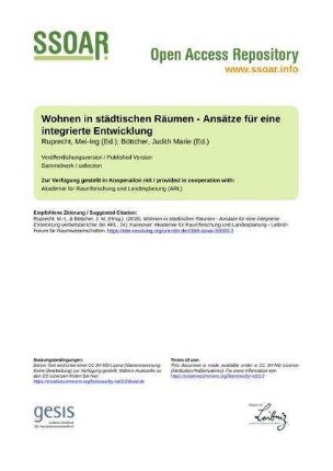 Wohnen in städtischen Räumen - Ansätze für eine integrierte Entwicklung