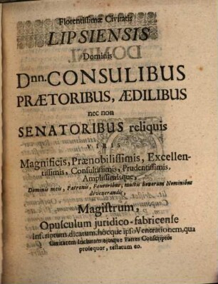Magister Prudentiae Iuris Opificiarii Praecursor Primarius : Opusculorum Iuridico-Fabricensium Periculum Quartum = Der Meister bey den Handwercken. Adriani Beieri, D. & P.P.