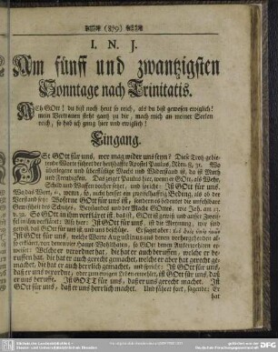 Am fünff und zwantzigsten Sonntage nach Trinitatis