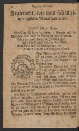 Reglement, wie man sich in einem jeglichen Monat halten soll.