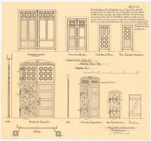 St. Marien, Herne-Baukau Erweiterung und Neubau von Kaplanei und Schwesternhaus: Türen der Kirche, Ansichten, Grundrisse und Schnitte 1:20