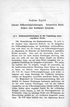 Sechstes Kapitel. Lineare Differentialgleichungen. Integration durch Reihen oder bestimmte Integrale.