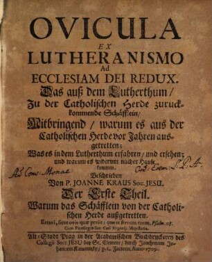 Ovicula ex lutheranismo ad ecclesiam dei redux