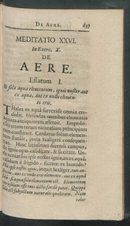 Meditatio XXVI. In Exerc. X. De Aere