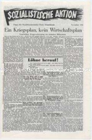 Sozialdemokratisches Exil-Blatt "Sozialistische Aktion" u.a. zum Vierjahresplan, über den Bürgerkrieg in Spanien und zur Wiederwahl Roosevelts zum US-Präsidenten