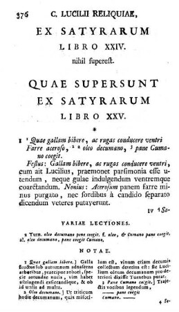 Quae supersunt Ex Satyrarum Libro XXV.