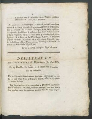 Délibération Du Directoire du Département du Bas-Rhin ...