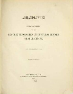 Abhandlungen der Senckenbergischen Naturforschenden Gesellschaft. 19. 1896