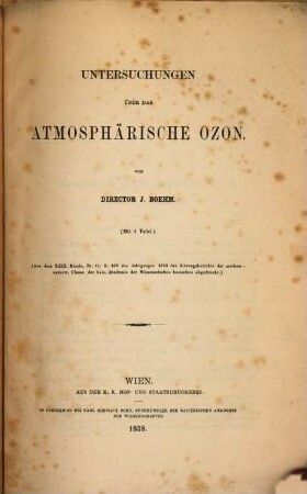 Untersuchungen ueber das atmosphaerische Ozon
