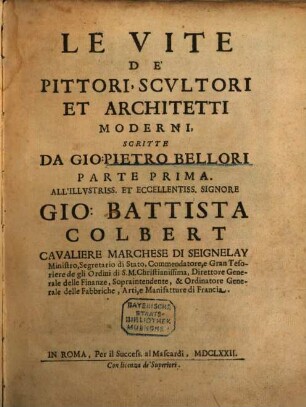 Le vite de'pittori, scultori et architetti moderni