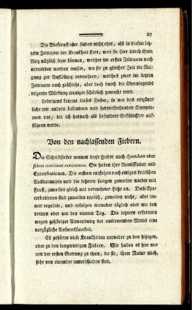 Von den nachlassenden Fiebern