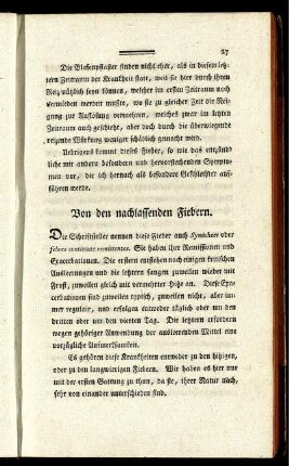 Von den nachlassenden Fiebern
