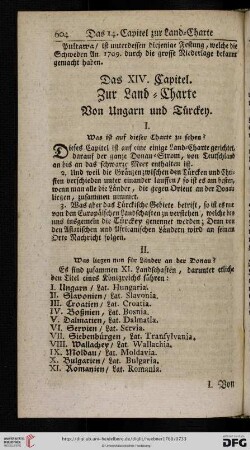 Das XIV. Capitel: Zur Land = Charte von Ungarn und Türckey