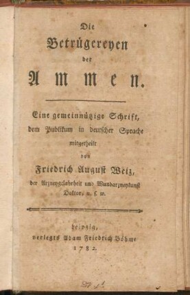 Die Betrügereyen der Ammen