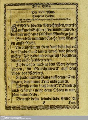 Der XVII. Psalm