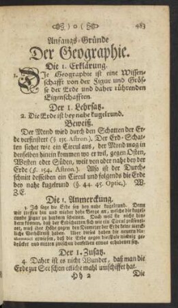 Anfangs-Gründe Der Geographie