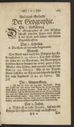 Anfangs-Gründe Der Geographie