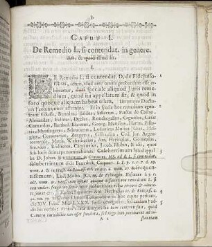 Caput I. De Remedio L. si contendat in genere.