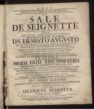 Dissertatio Inauguralis Medica De Sale De Seignette