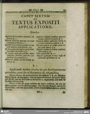 Caput Sextum De Textus Expositi Applicatione
