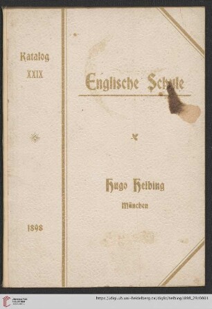 Nr. 29: Lager-Katalog: Englische Schule : A. Schabkunststiche, Farbstiche, Linienstiche, B. Karikaturen