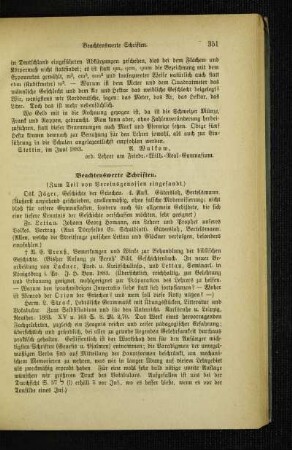 Beachtenswerte Schriften : (zum Teil von Vereinsgenossen eingesandt)