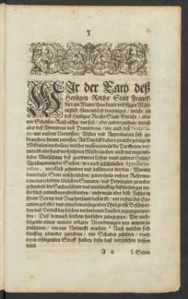 Wir der Rath deß Heyligen Reichs Statt Franckfurt am Mayn/ thun kundt ...