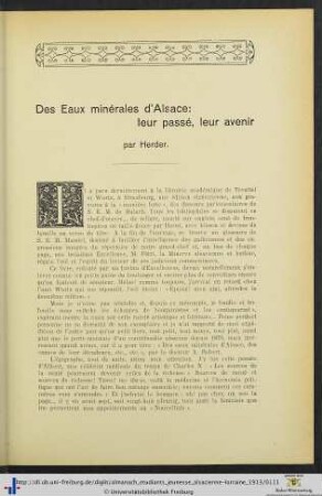 Des Eaux minérales d’Alsace: leur passé, leur avenir.