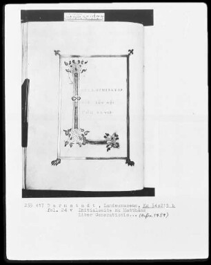 Evangeliar, angeblich aus Sankt Andreas zu Köln — Initialseite L(iber generationis), Folio 24verso