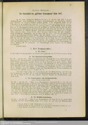 Dritter Abschnitt. Der Grundbesitz des „geistlichen Einkommens“ Ende 1887