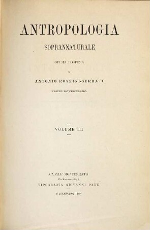 Antropologia soprannaturale : opera postuma, 3
