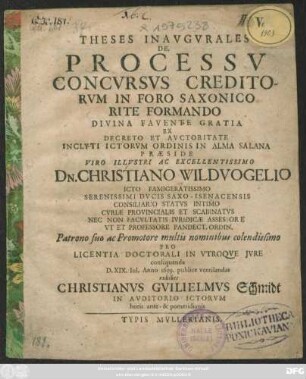 Theses Inaugurales De. Processu Concursus Creditorum In Foro Saxonico Rite Formando
