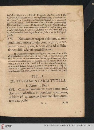 Tit. II: De testamentaria tvtela