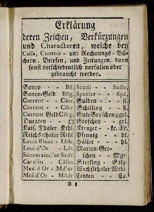 Erklärung deren Zeichen, Verkürzungen und Characteren ...