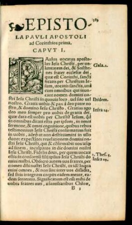 Epistola Pauli Apostoli ad Corinthios prima.
