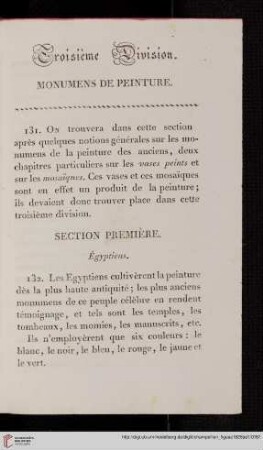 Troisième division: Monumens de peinture