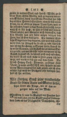 Wie Hertzog Ernst seine wunderliche Leute für seinen Vater und Mutter stellet ...
