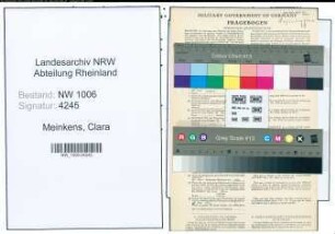 Entnazifizierung Clara Meinkens , geb. 03.08.1892 ()