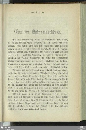 Von den Spinnmaschinen