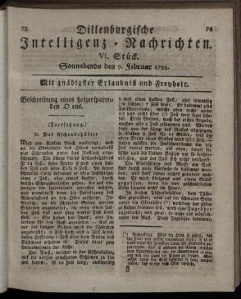 VI. Stück. Sonnabends den 9. Februar 1799.